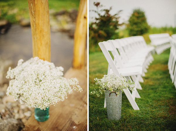 Rustic white ceremony flower details - Photo by Ryan Flynn Photography